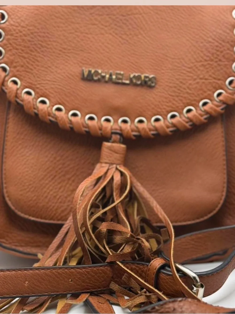 Michael Kors Tan Leather Tassel Crossbody Bag